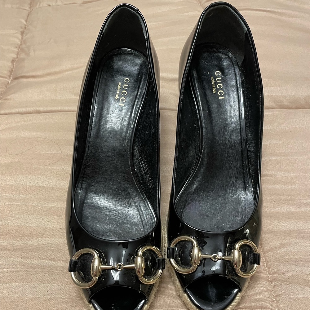 Authentic Gucci Wedge Peep Toe Heels